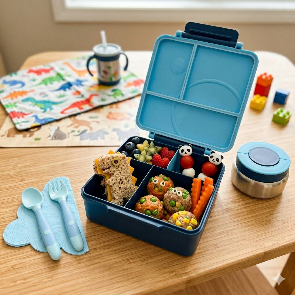 Lonchera Bento Infantil con Compartimentos y Tarro Térmico