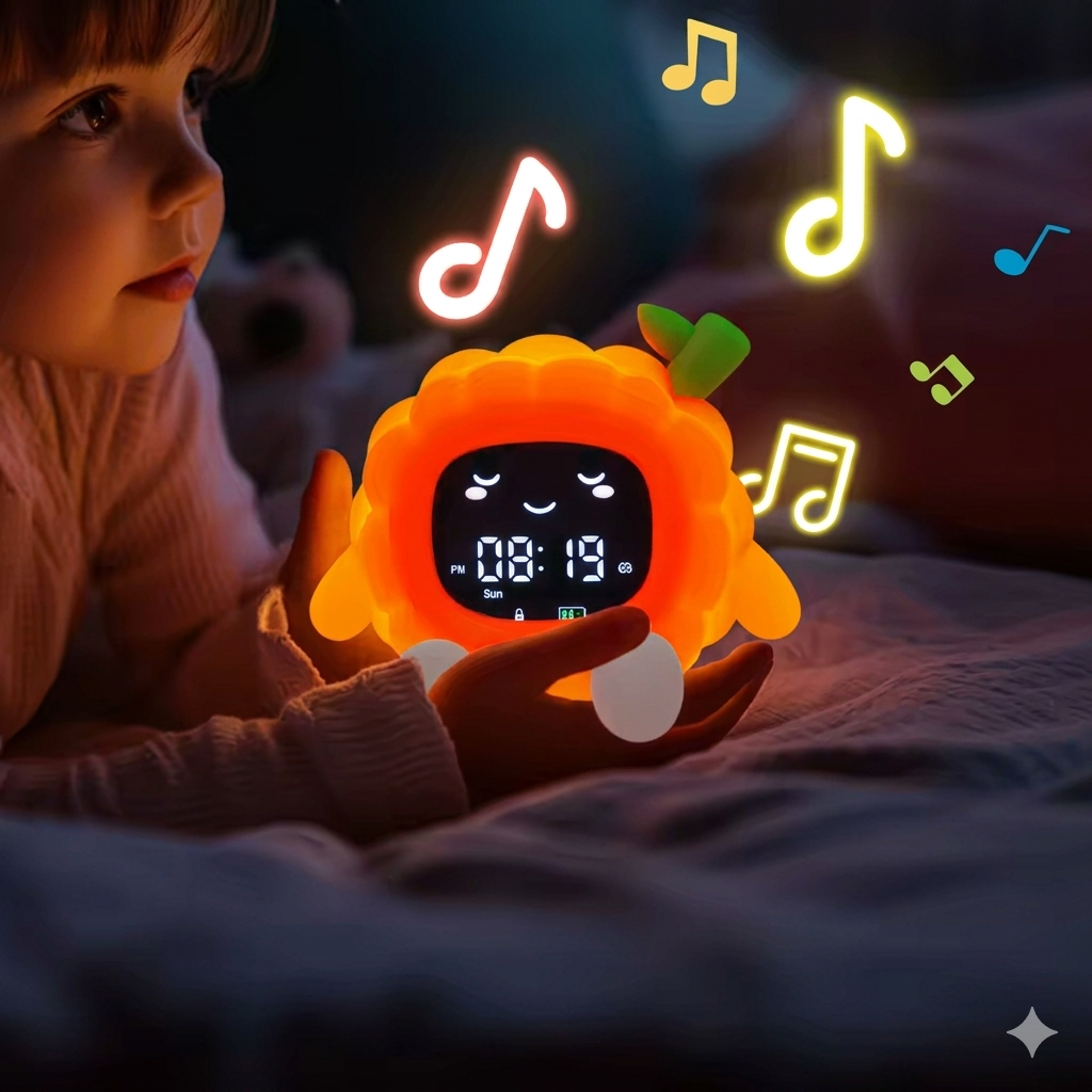 Reloj Infantil Entrenador de Sueño con Luz Nocturna y Sonidos Relajantes