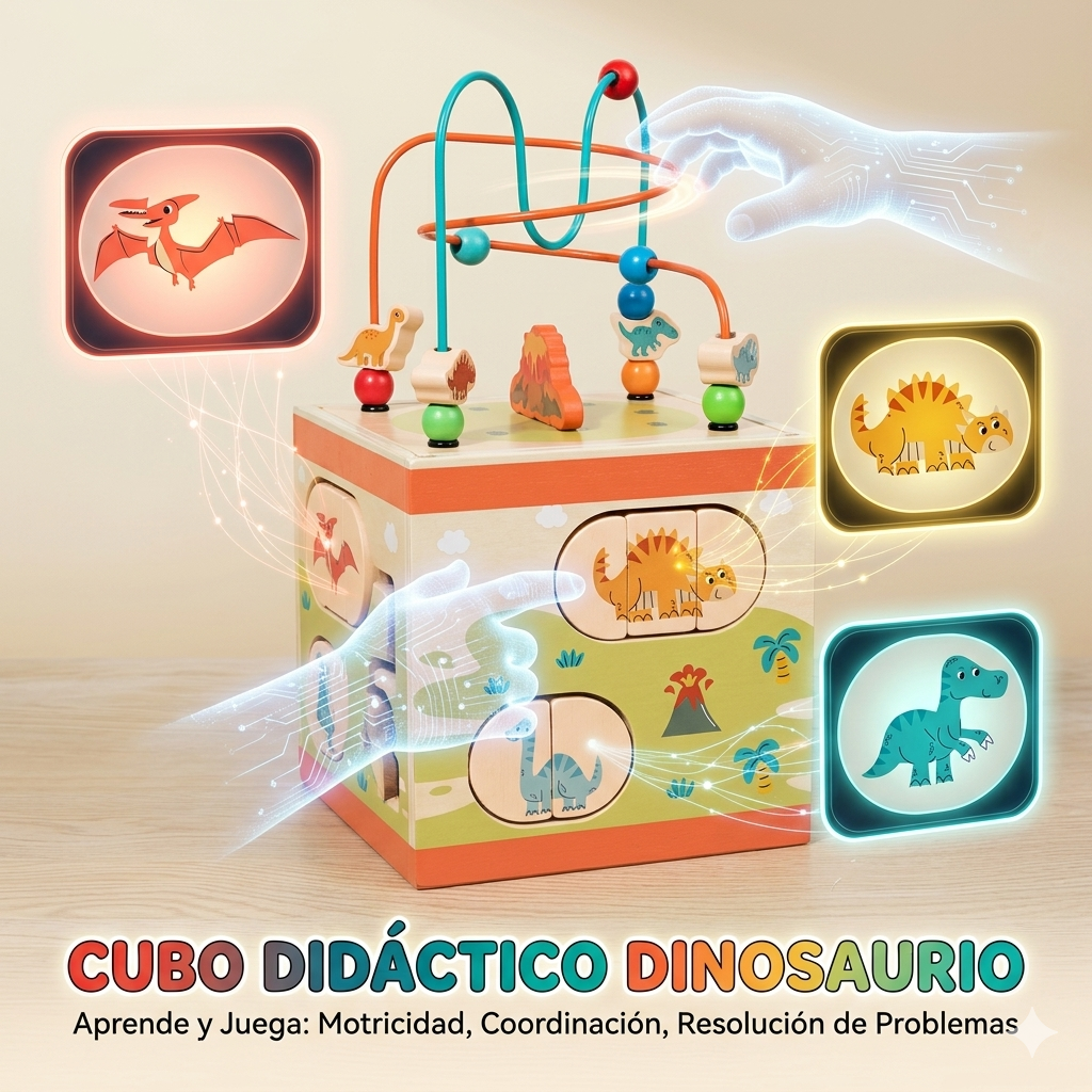 Cubo Montessori 5 en 1 – Juguete Educativo de Madera para Niños