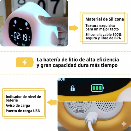 Reloj Infantil Entrenador de Sueño con Luz Nocturna y Sonidos Relajantes