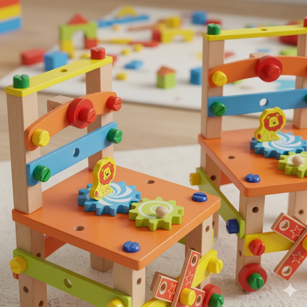 Silla Montessori Armable de Madera para Niños | Kit de Construcción