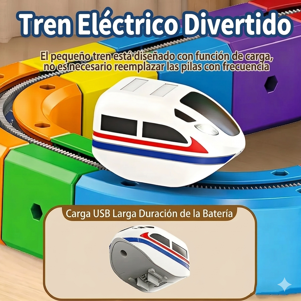Set de Construcción con Pista y Tren – 98 Piezas de Diversión y Aprendizaje