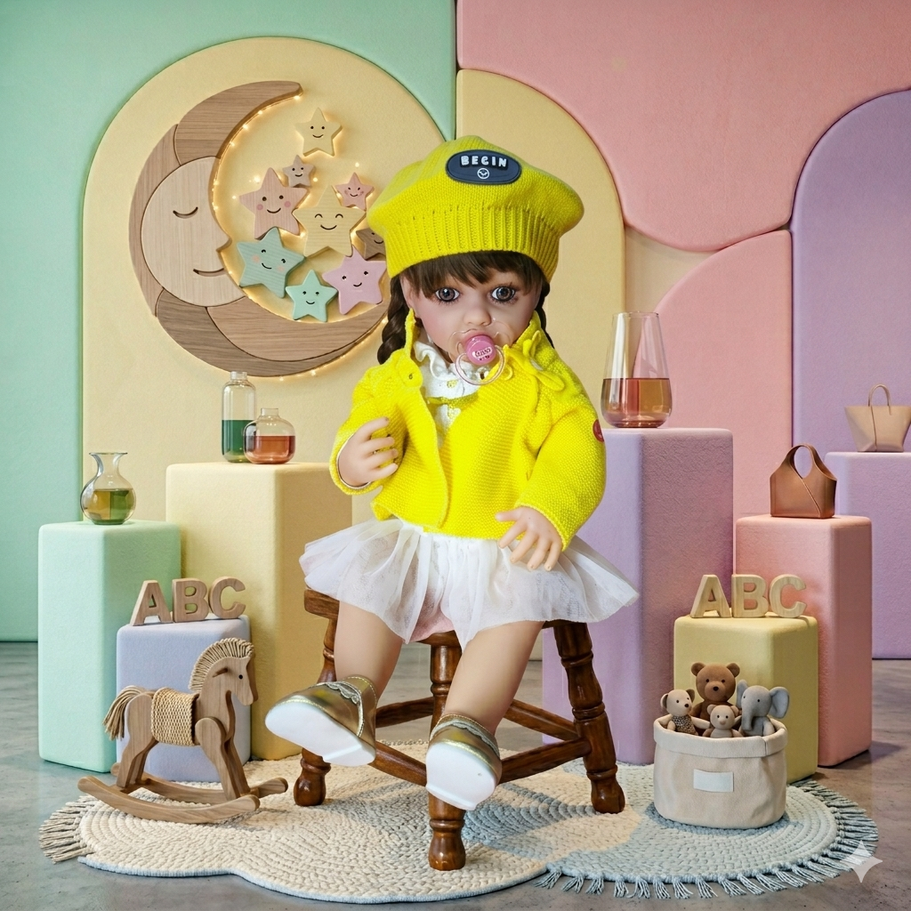 Muñeca Reborn que Habla 55 cm |  Cuerpo Completo en Silicona Vinílica | Interactiva con Voz