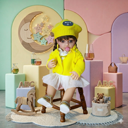 Muñeca Reborn que Habla 55 cm |  Cuerpo Completo en Silicona Vinílica | Interactiva con Voz